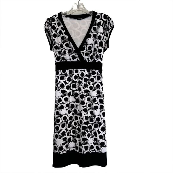 Y2K Babydoll Maurices Black and White Babydoll Plunge V Neck Tie Dress Size L - Picture 1 of 9
